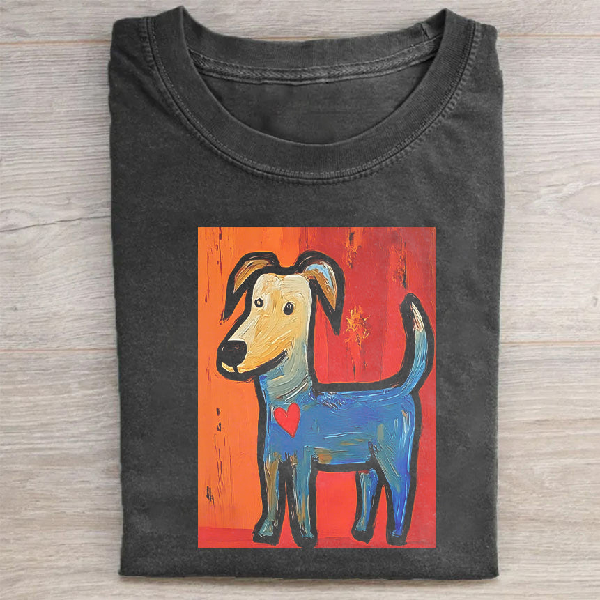 Artistic Dog Print Men's Casual T-Shirt