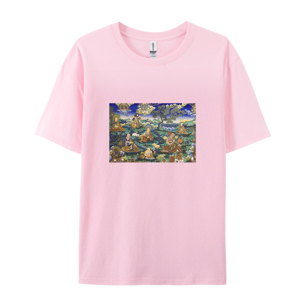 Buddhist Thangka Art Print T-Shirt for Men Women - Traditional Tibetan Buddhism Design Graphic Tee - Comfortable Casual Wear - Unique Spiritual Clothing - Size S-3XL