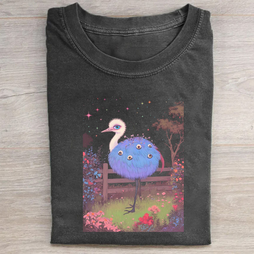 Ostrich Garden Print Men's Casual T-Shirt