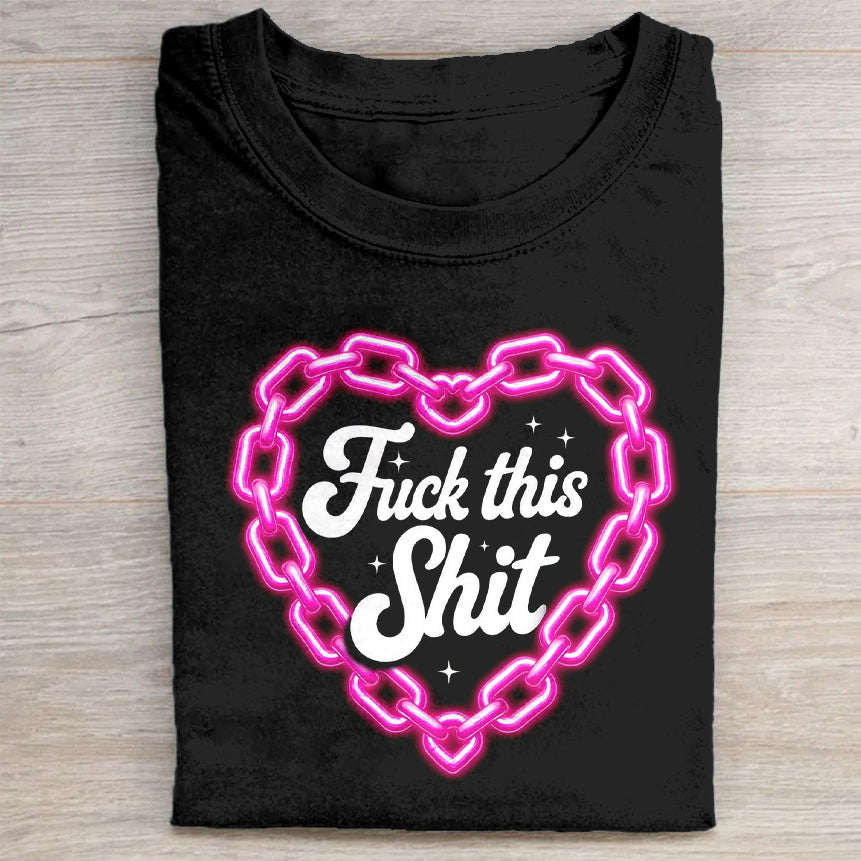Pink Heart Chain Graphic T-Shirt