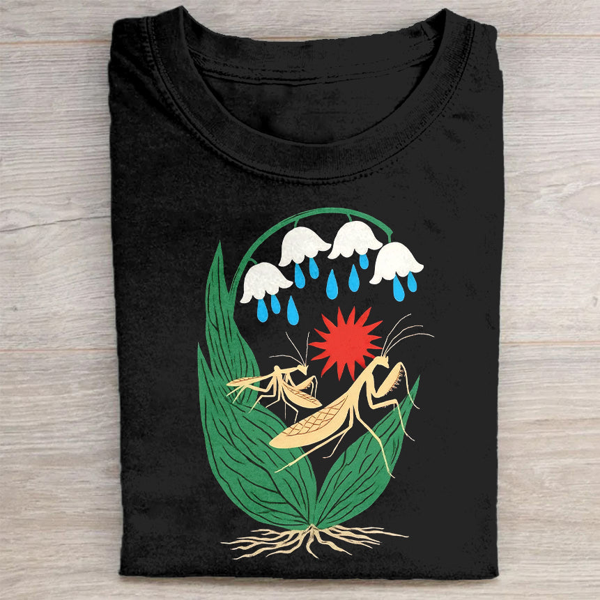 Black T-Shirt with Nature Graphic Design