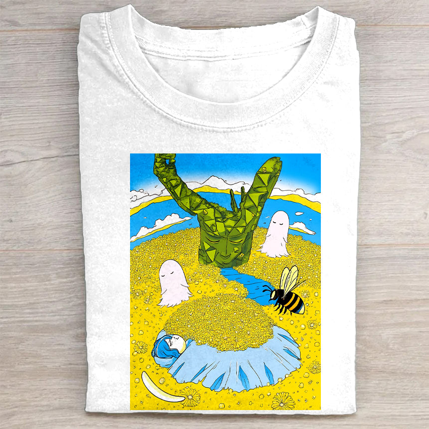 Cactus and Bee Graphic Design T-Shirt