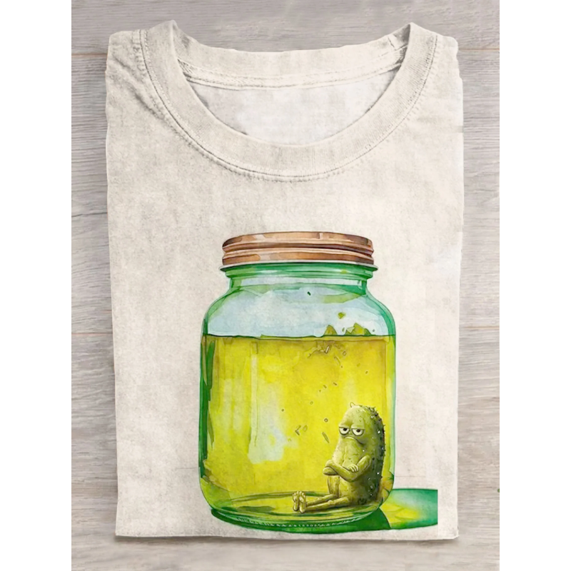 Funny Pickle Watercolor Art Print Casual T-shirt