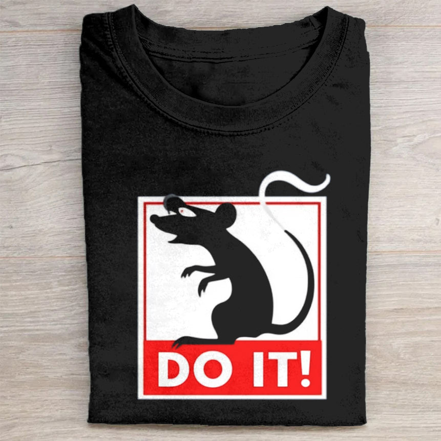Black Graphic T-Shirt with Dragon and 'DO IT!' Slogan - Stylish Casual Wear T-Shirt