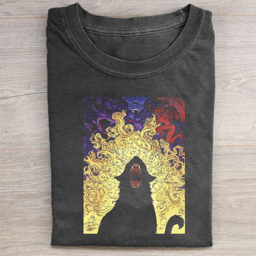 Mystical Cat Art Graphic T-Shirt for Men Women Unisex Casual Cotton Tee with Unique Design T-Shirt