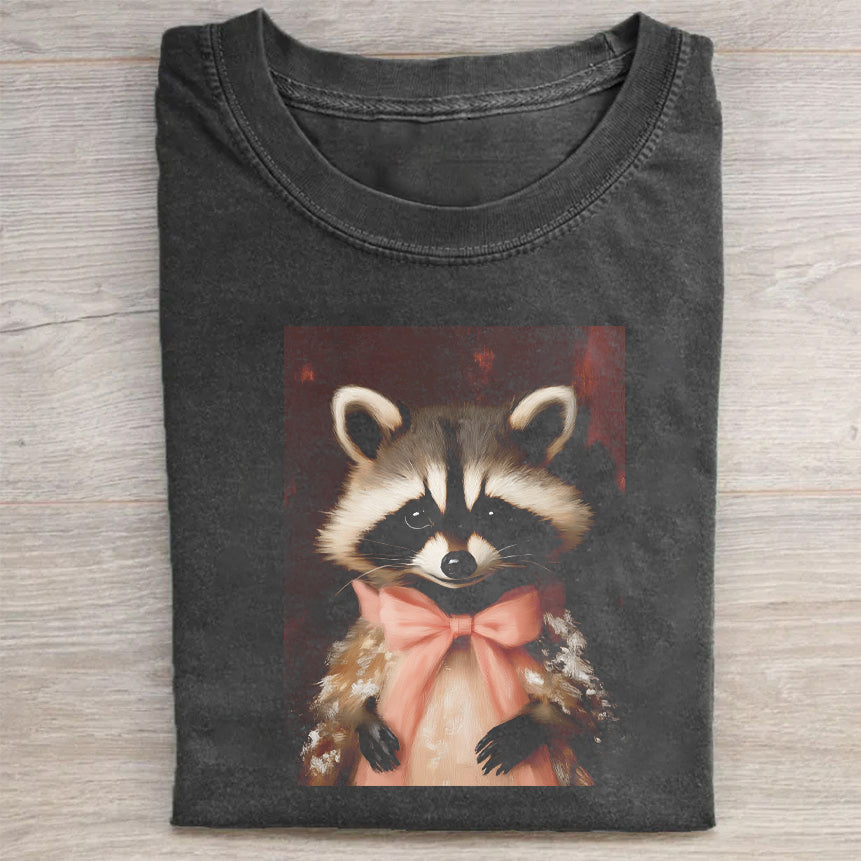 Cute Raccoon with Pink Bow Graphic T-Shirt