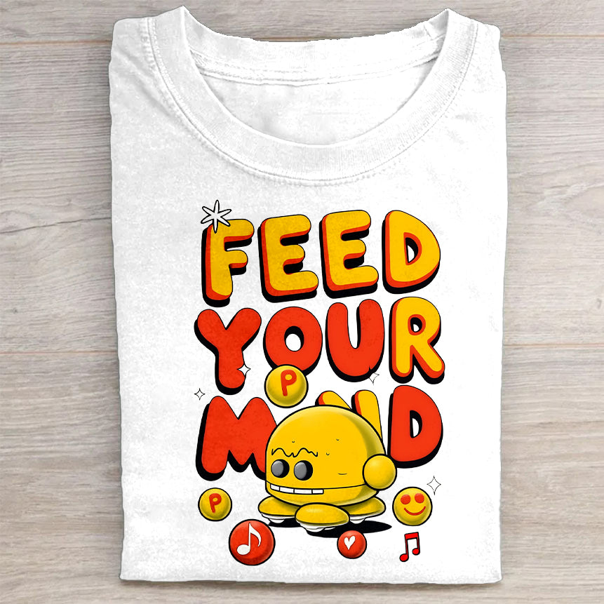 Feed Your Mind Cute Cartoon Graphic T-Shirt