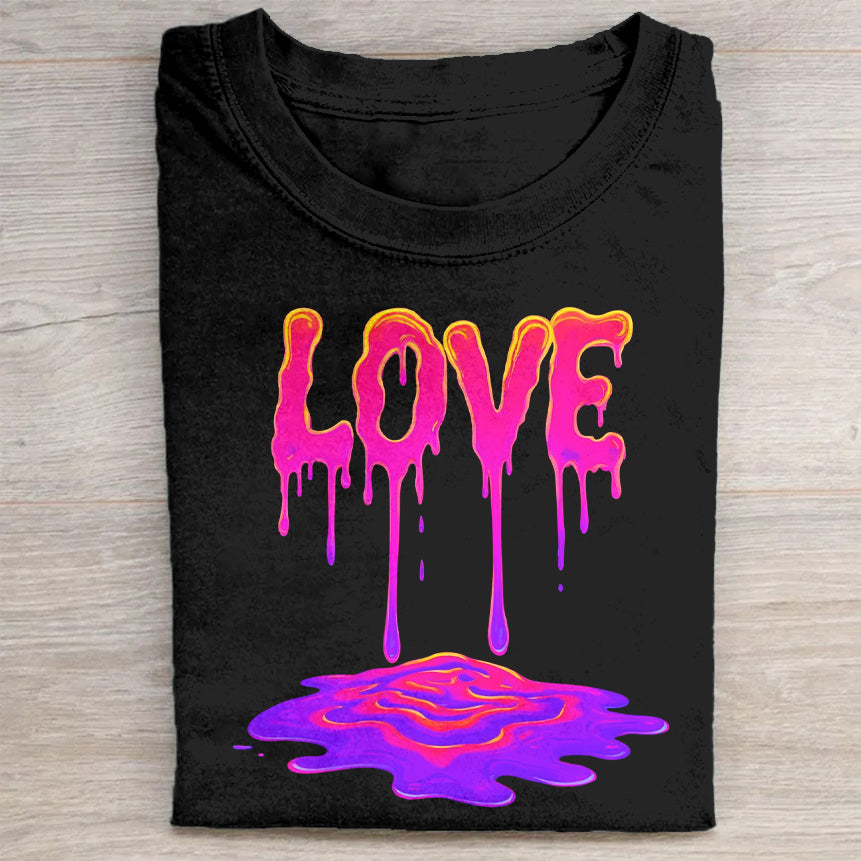 Love Drip Graphic Design Black T-Shirt
