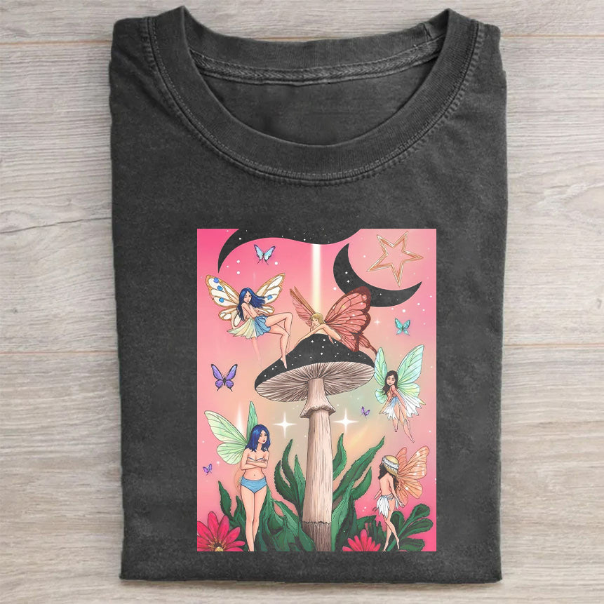 Funky Mushroom Art Graphic T-Shirt for Women Men Unisex Casual Tee with Unique Design Comfortable Fit Fashion Top T-Shirt