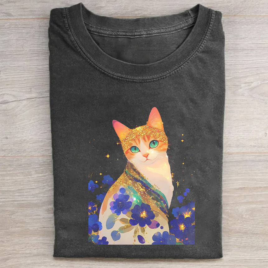 Colorful Cat Graphic Print Men's T-Shirt