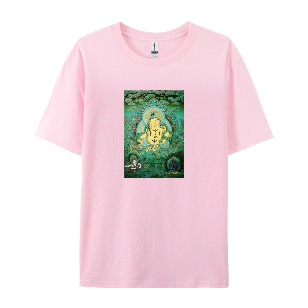 Buddhist Thangka Art White T-Shirt for Men Women - Tibetan Buddha Meditation Design - Spiritual Yoga Clothing - Unique Graphic Tee - Comfortable Casual Wear