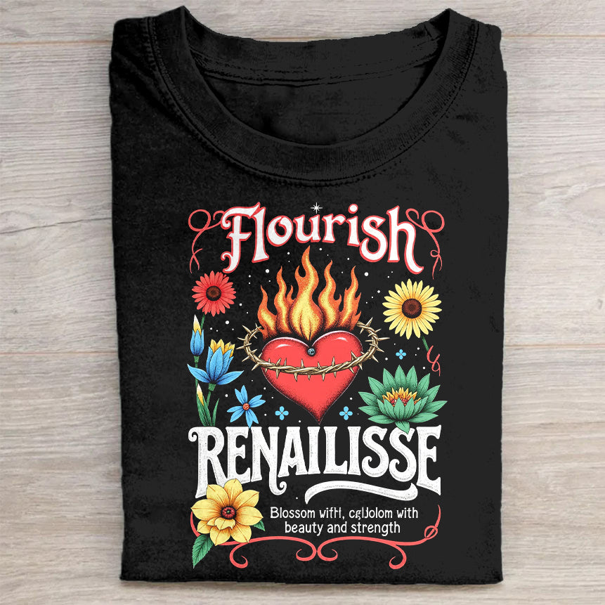 Flourish Renailisse Blossom Still Cactuses with Beauty and Strength Graphic T-Shirt