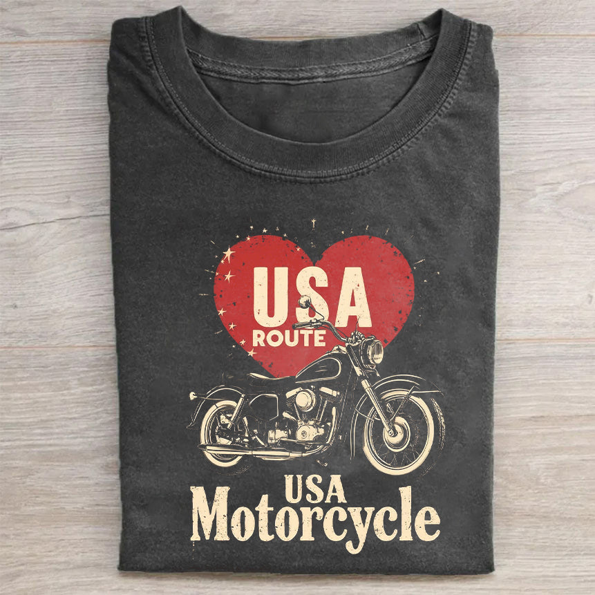 USA Route Motorcycle Vintage T-Shirt