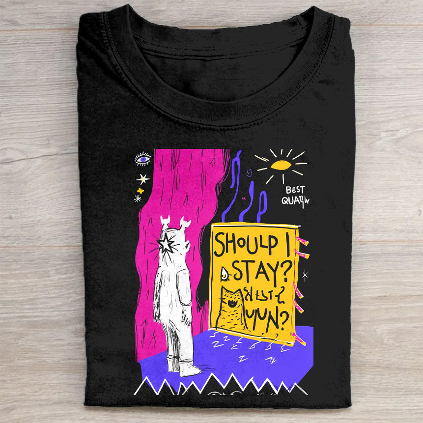 Should I Stay Positive Space Astronaut Graphic T-Shirt
