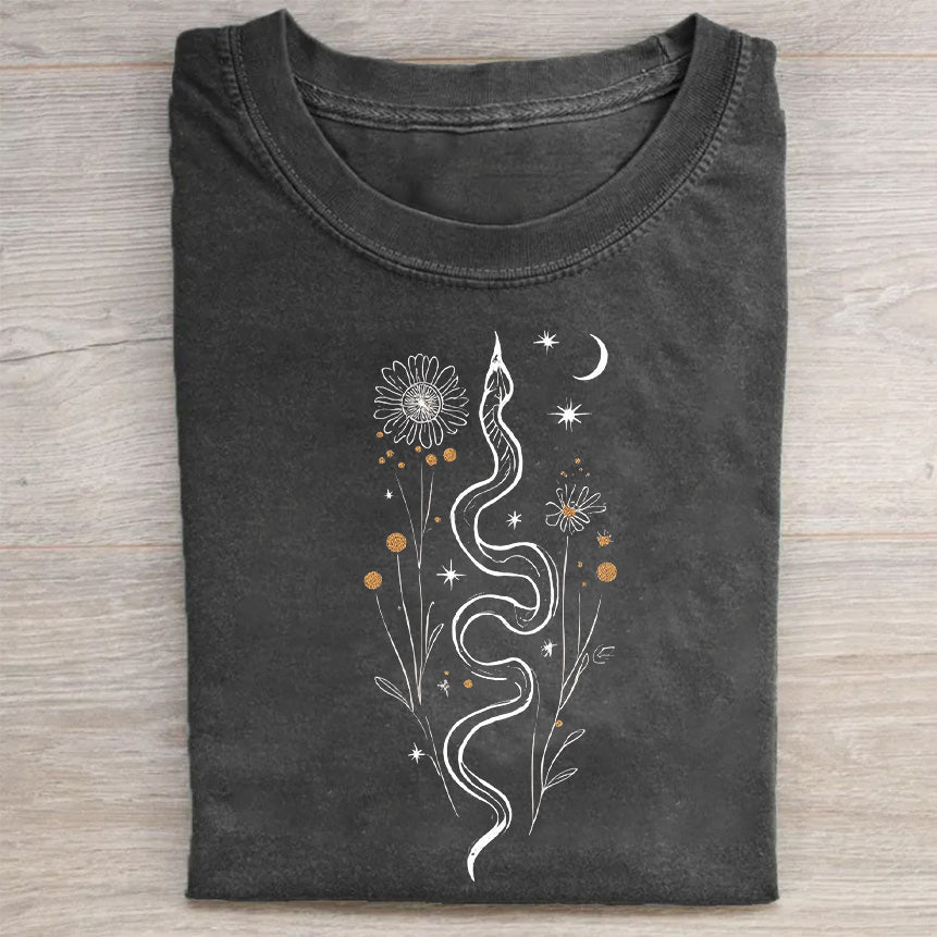 Cosmic Snake Design Graphic T-Shirt