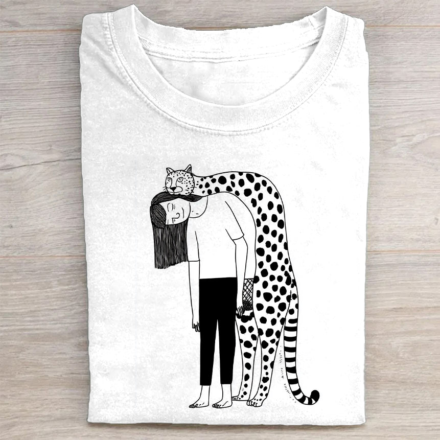 Cute Cat Hug Graphic T-Shirt
