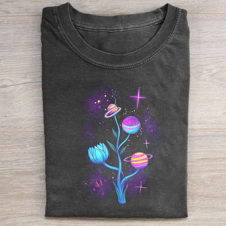 Galaxy Tree Design Graphic Tee for Men Women Unisex Casual Cotton T-Shirt