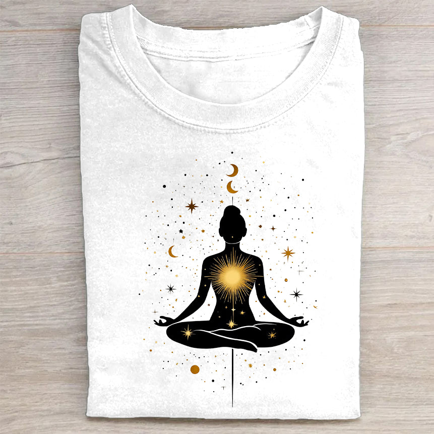 Meditation Yoga Silhouette Graphic Print T-Shirt