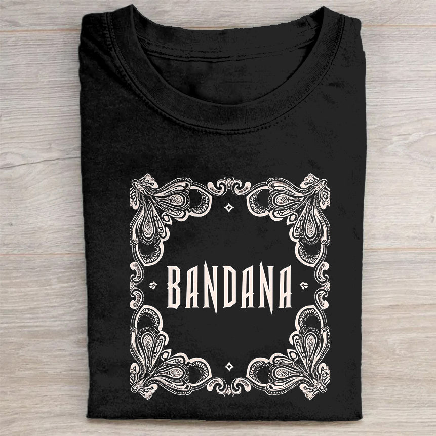 Bandana Graphic Print Black T-Shirt