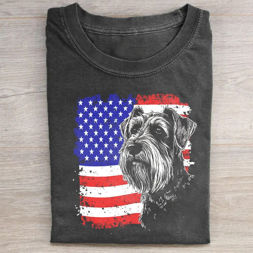 American Flag Schnauzer T-Shirt