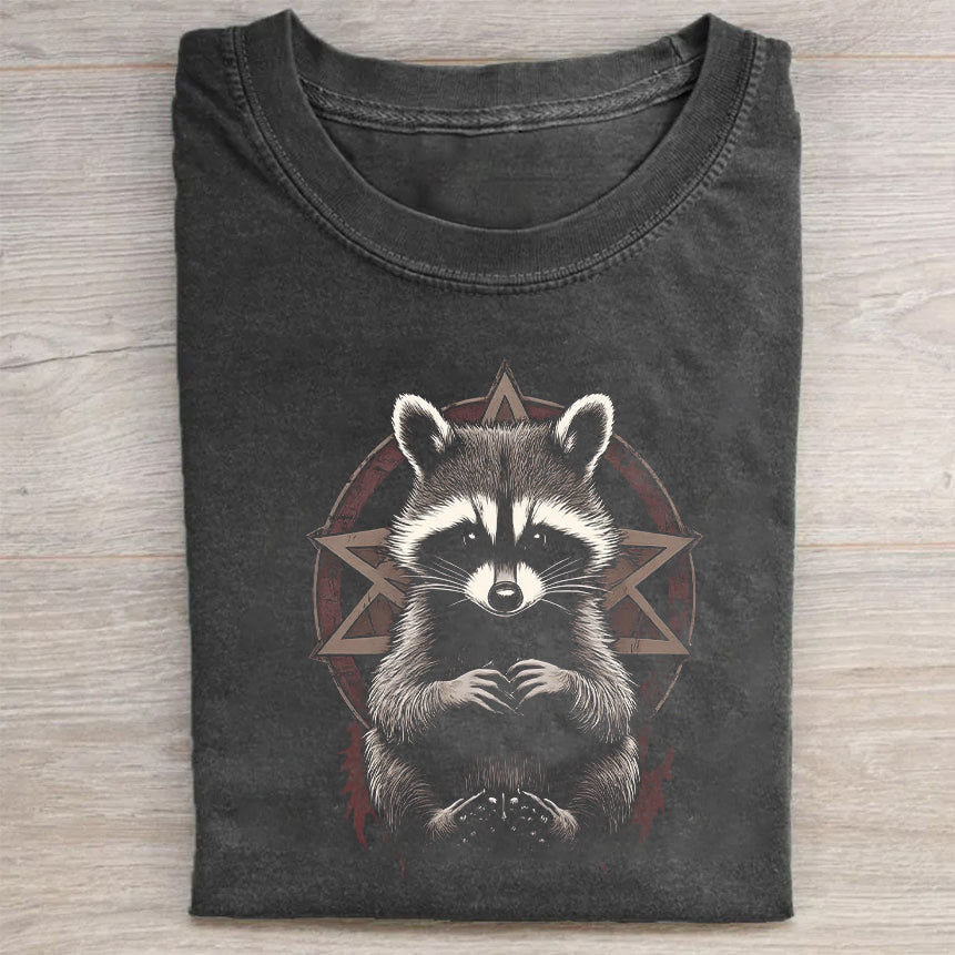 Raccoon Graphic Print Men's Casual T-Shirt