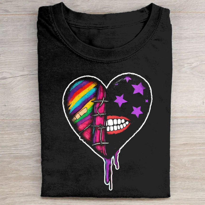 Colorful Heart Graphic T-Shirt