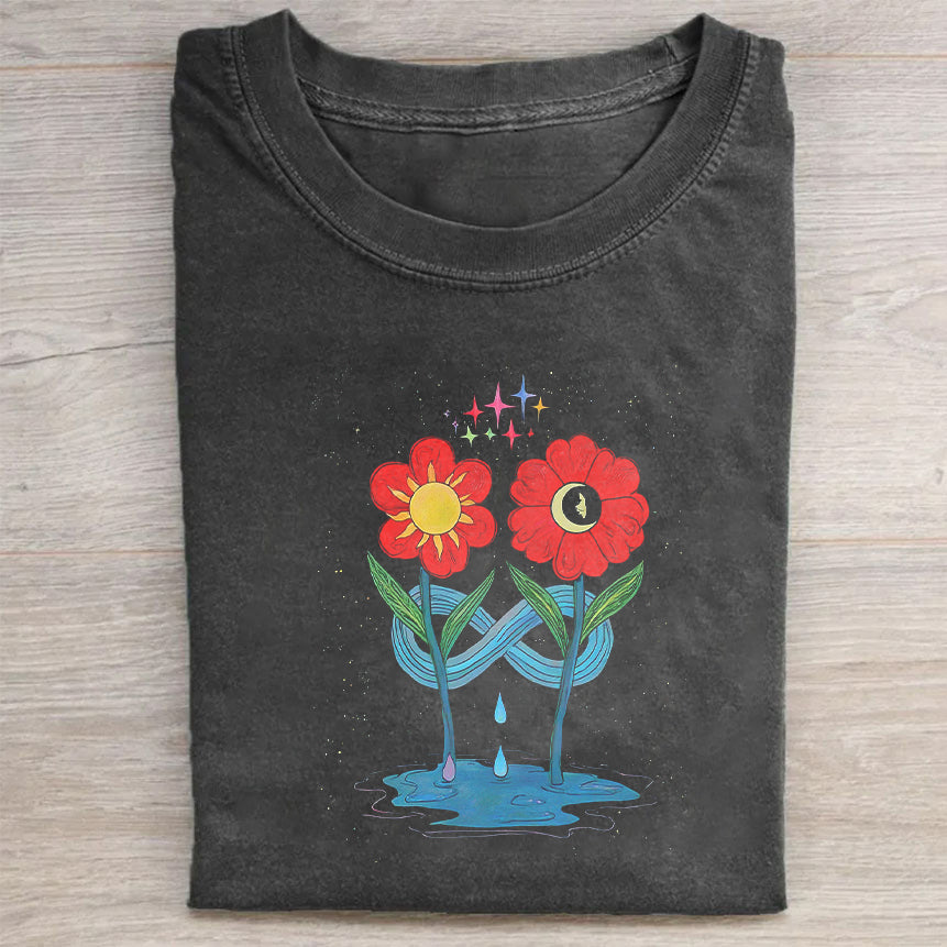 Floral Design Graphic Print Men's Casual T-Shirt