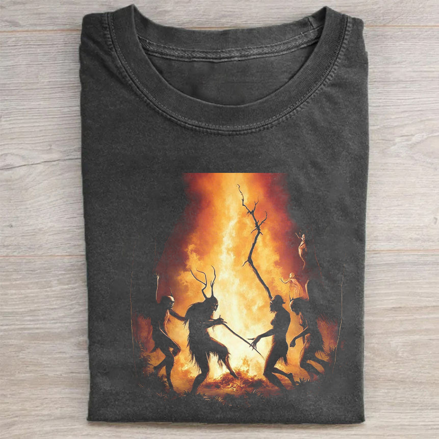 Retro Vintage Cave Painting Silhouette Graphic T-Shirt