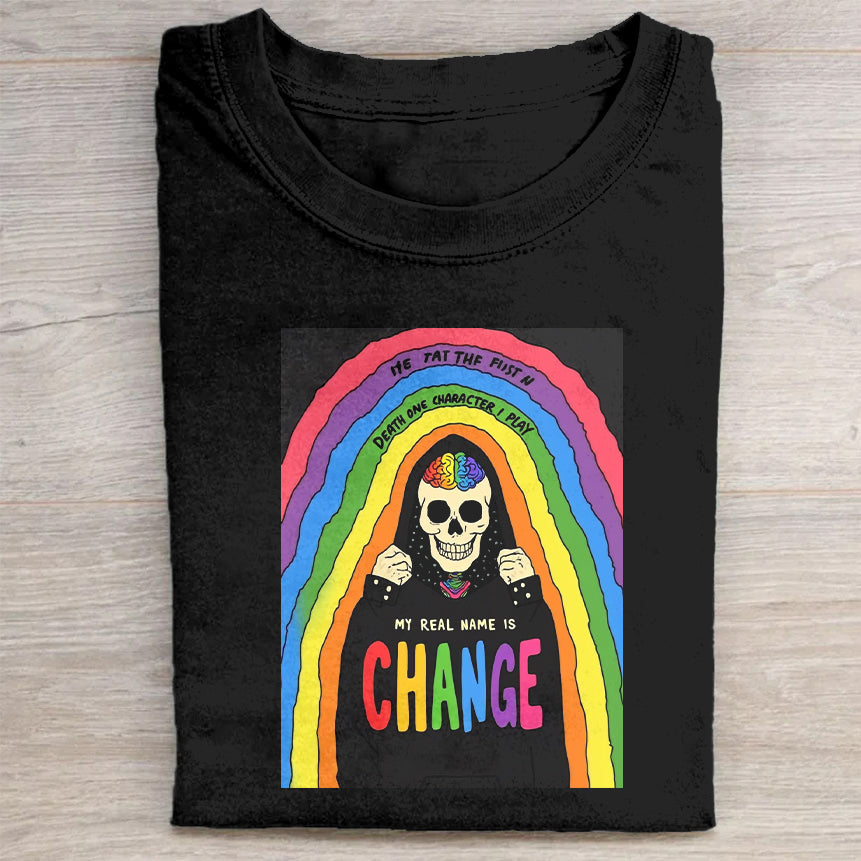 Change Rainbow Skull Graphic T-Shirt