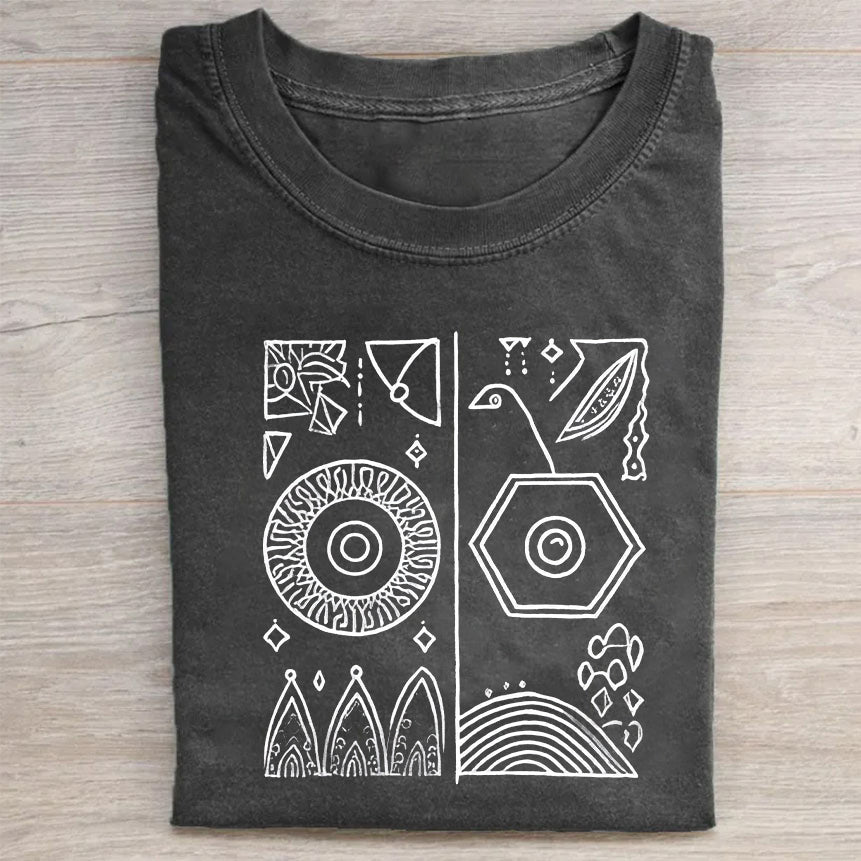 Geometric Pattern Graphic Tee for Men Women Unisex Casual Short Sleeve T-Shirt