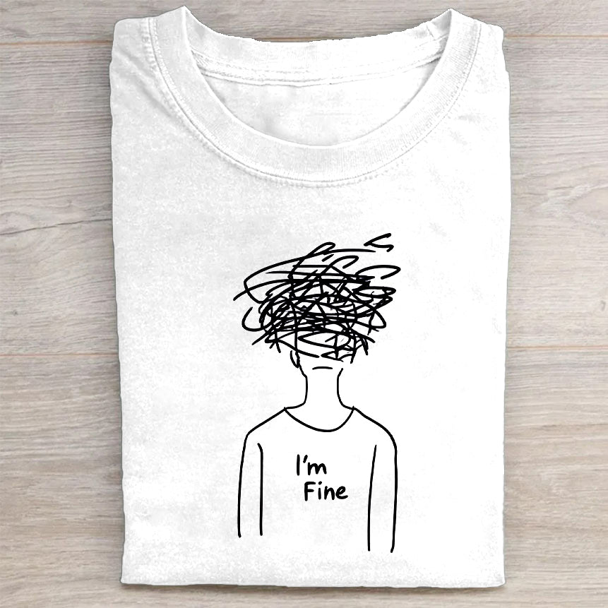 I'm Fine Scribble Design Graphic T-Shirt