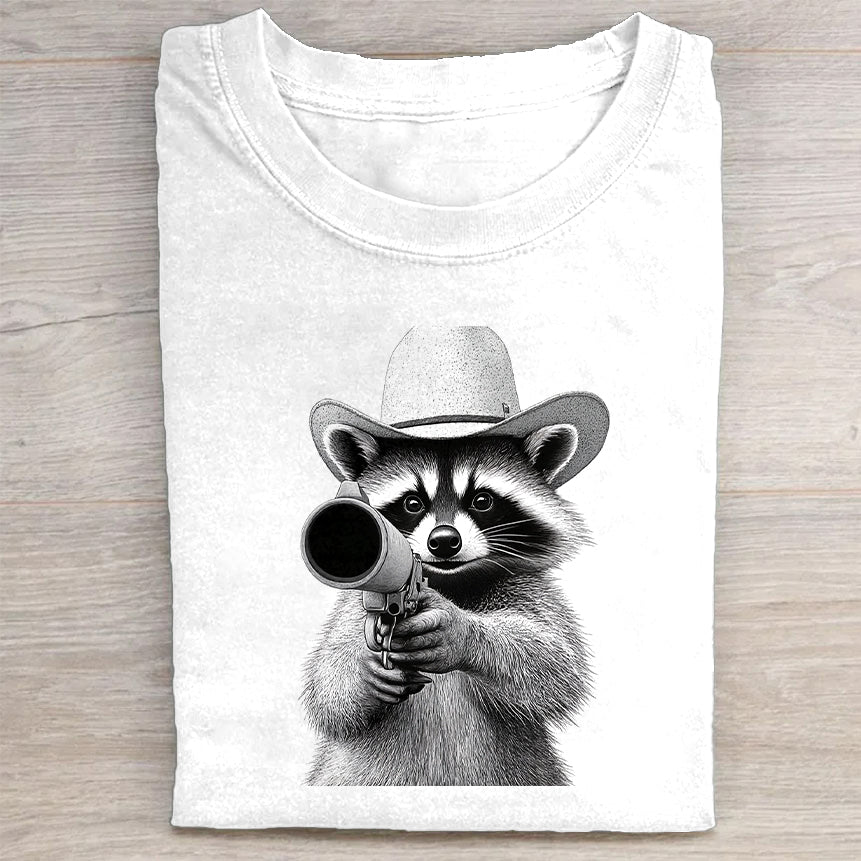 Raccoon Detective Graphic Print T-Shirt