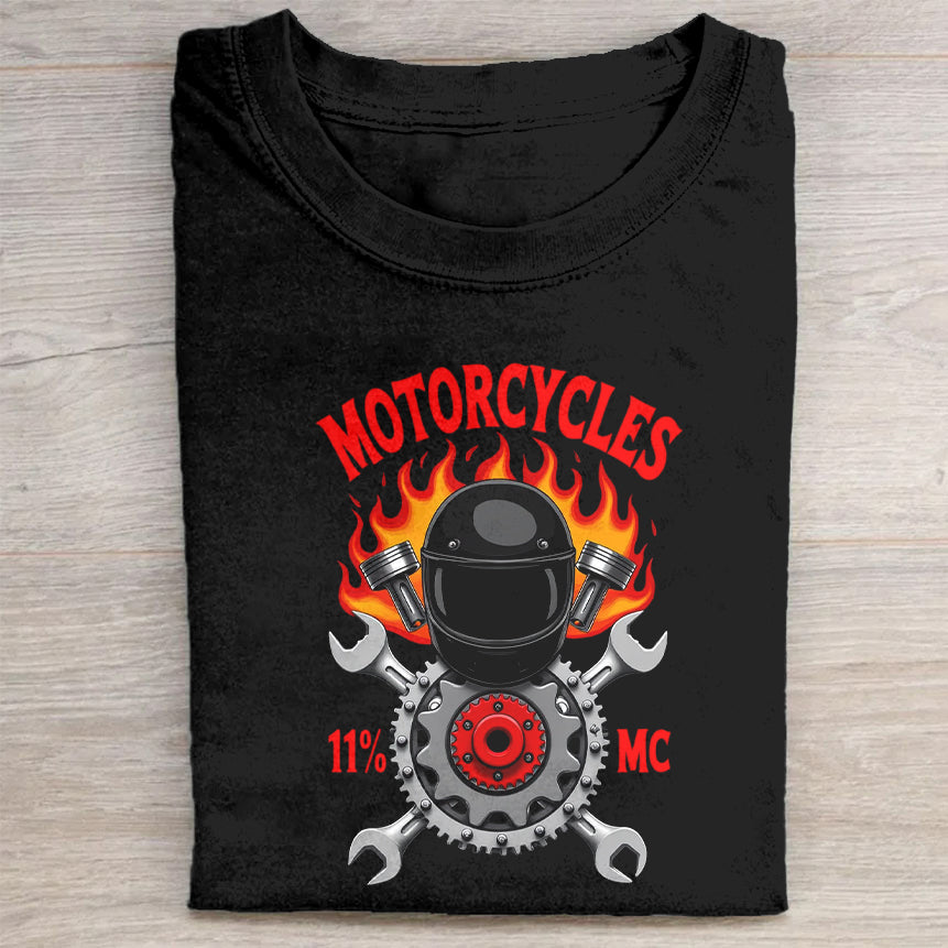 Motorcycles Flame Skull Graphic T-Shirt