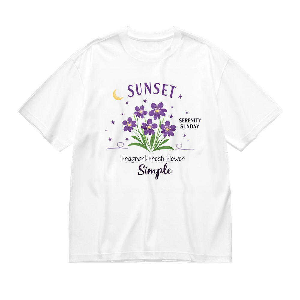 Sunset Serenity Sunday Fragrant Fresh Flower Simple Graphic T-Shirt