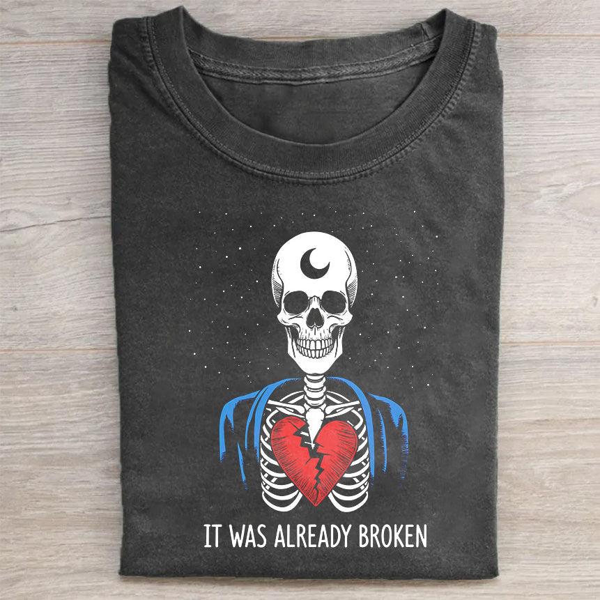 Broken Heart Skeleton Graphic T-Shirt