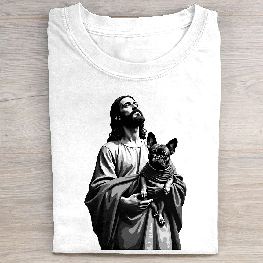Jesus and Dog Graphic T-Shirt