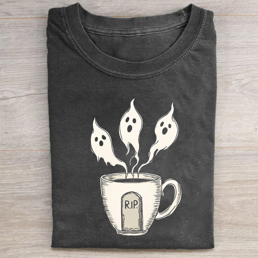 Ghostly Coffee Cup RIP Design Men's Graphic T-Shirt