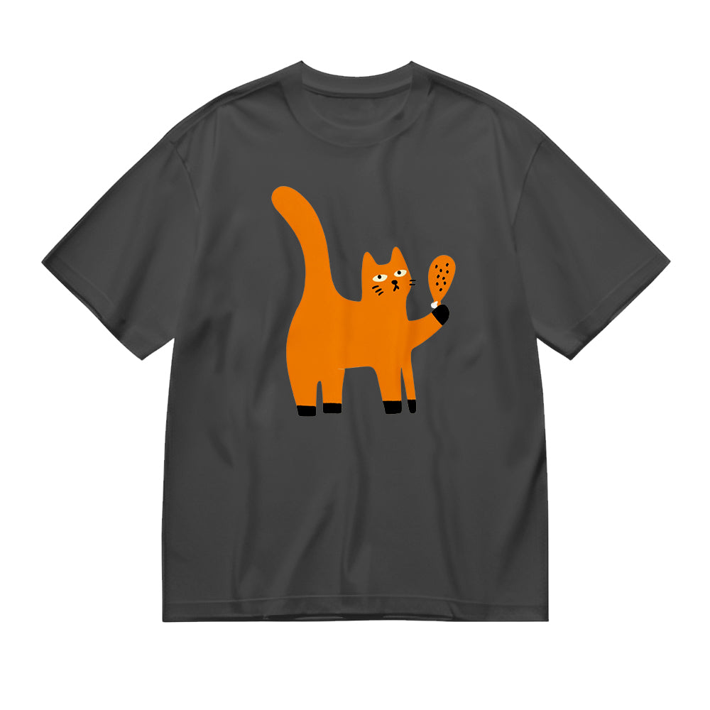 Cute Orange Cat with Ice Cream Graphic T-Shirt