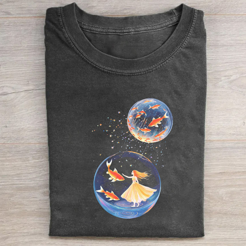 Unisex Oversized T-Shirt with Space Dance Graphic Design - Comfortable Casual Tee