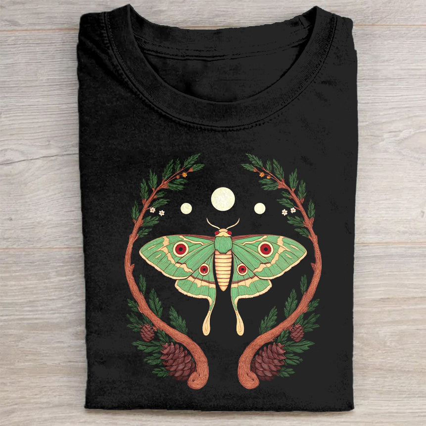 Moth Graphic Design Black T-Shirt