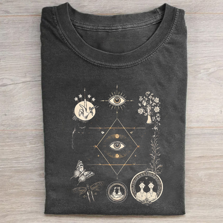 Mystical Eye Design Graphic Tee for Men Women Unisex Cotton T-Shirt