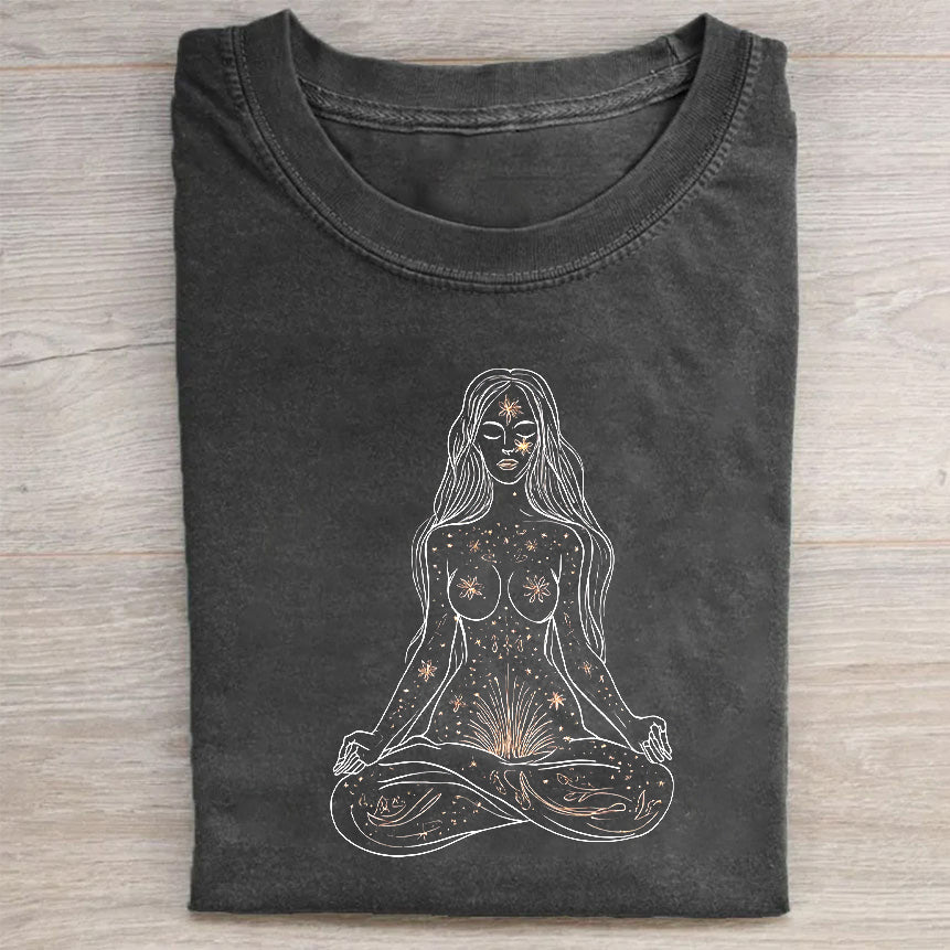 Meditation Goddess Graphic Tee Women's Casual Short Sleeve T-Shirt