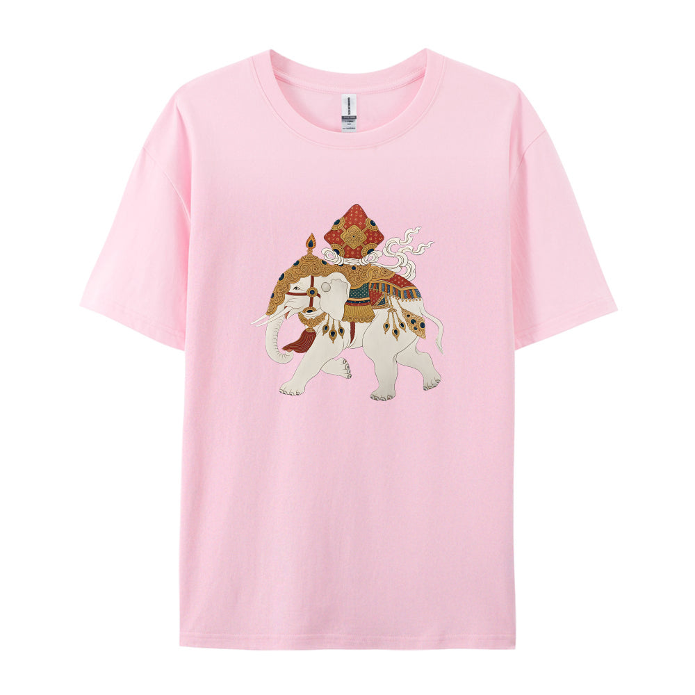 Traditional Asian Elephant Rider Artwork Graphic T-Shirt for Men Women Unisex