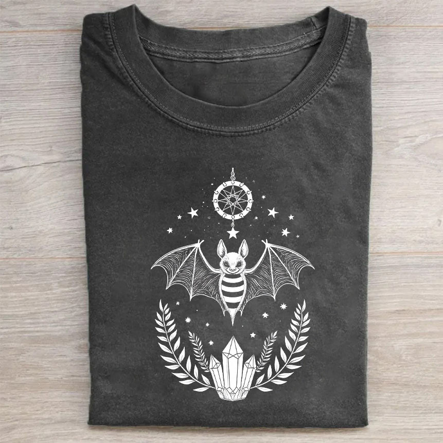 Mystical Bee with Wings and Moon Design Graphic T-Shirt