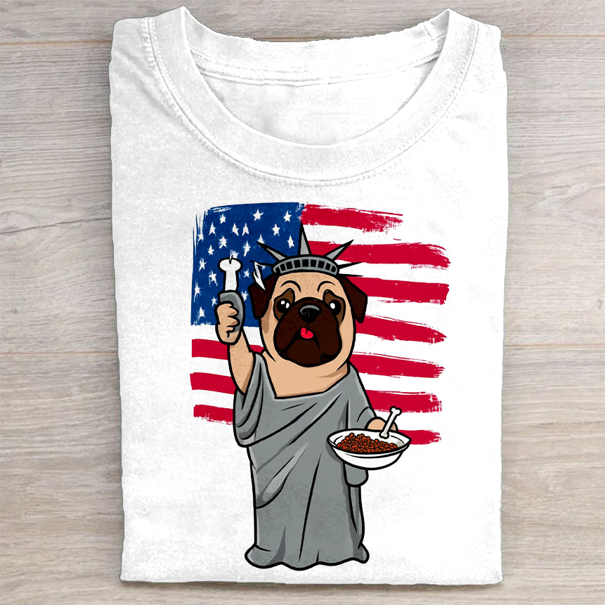 Cute Pug Statue of Liberty T-Shirt