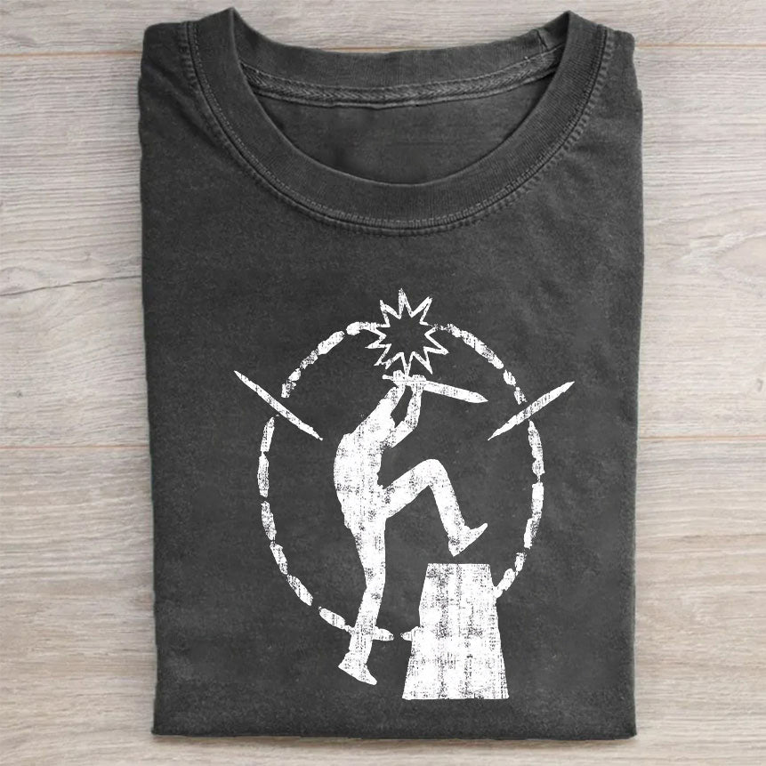 Men's Graphic Tee with Distressed Print Design T-Shirt