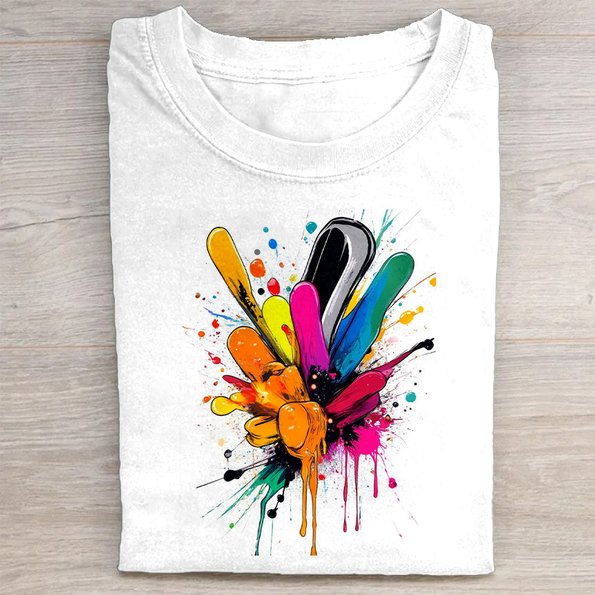 Colorful Paint Splash Graphic T-Shirt