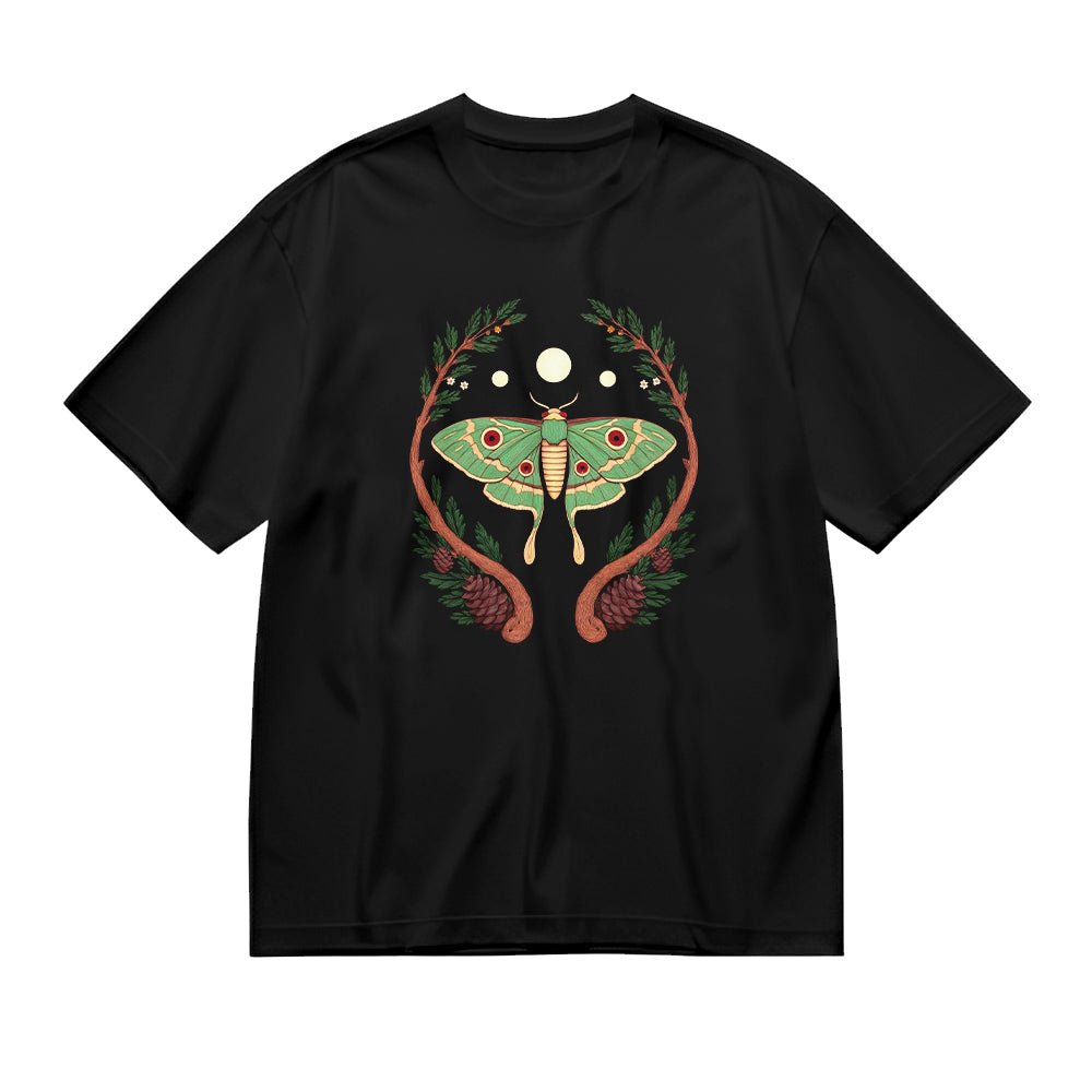 Moth Graphic Design Black T-Shirt