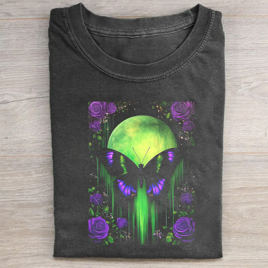 Alien Head with Flowers Graphic Print Men's Casual T-Shirt