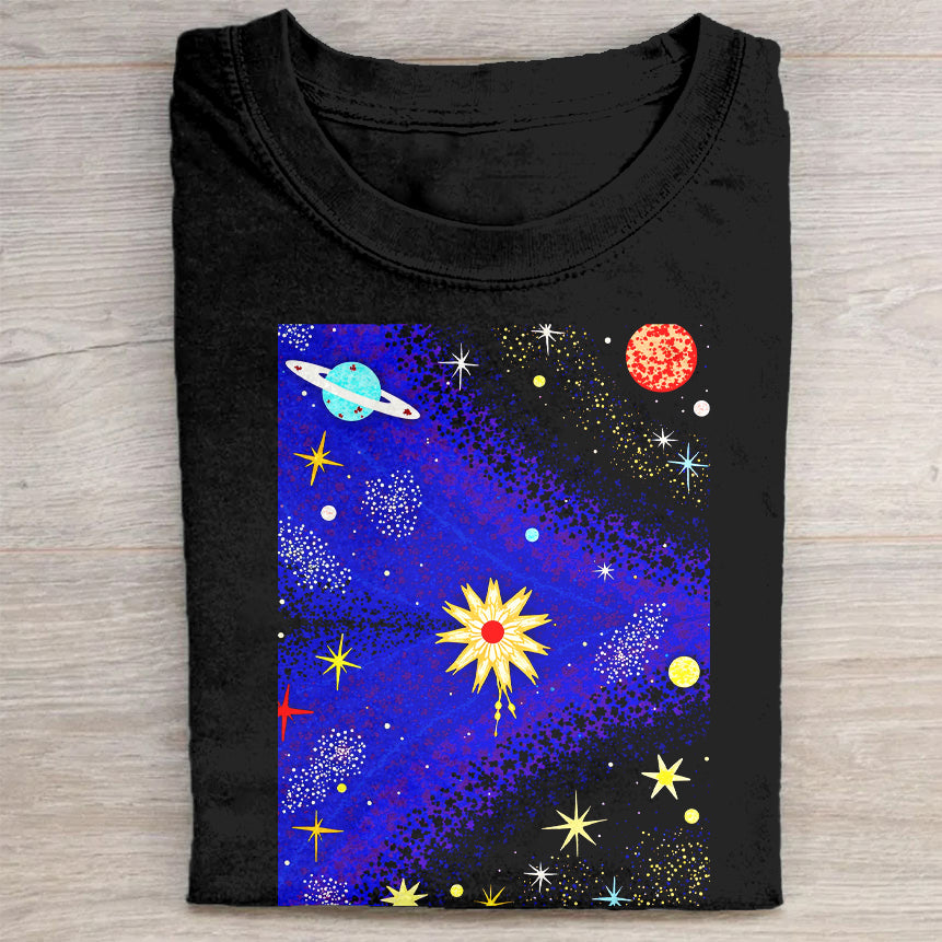 Space Galaxy Print Short Sleeve T-Shirt